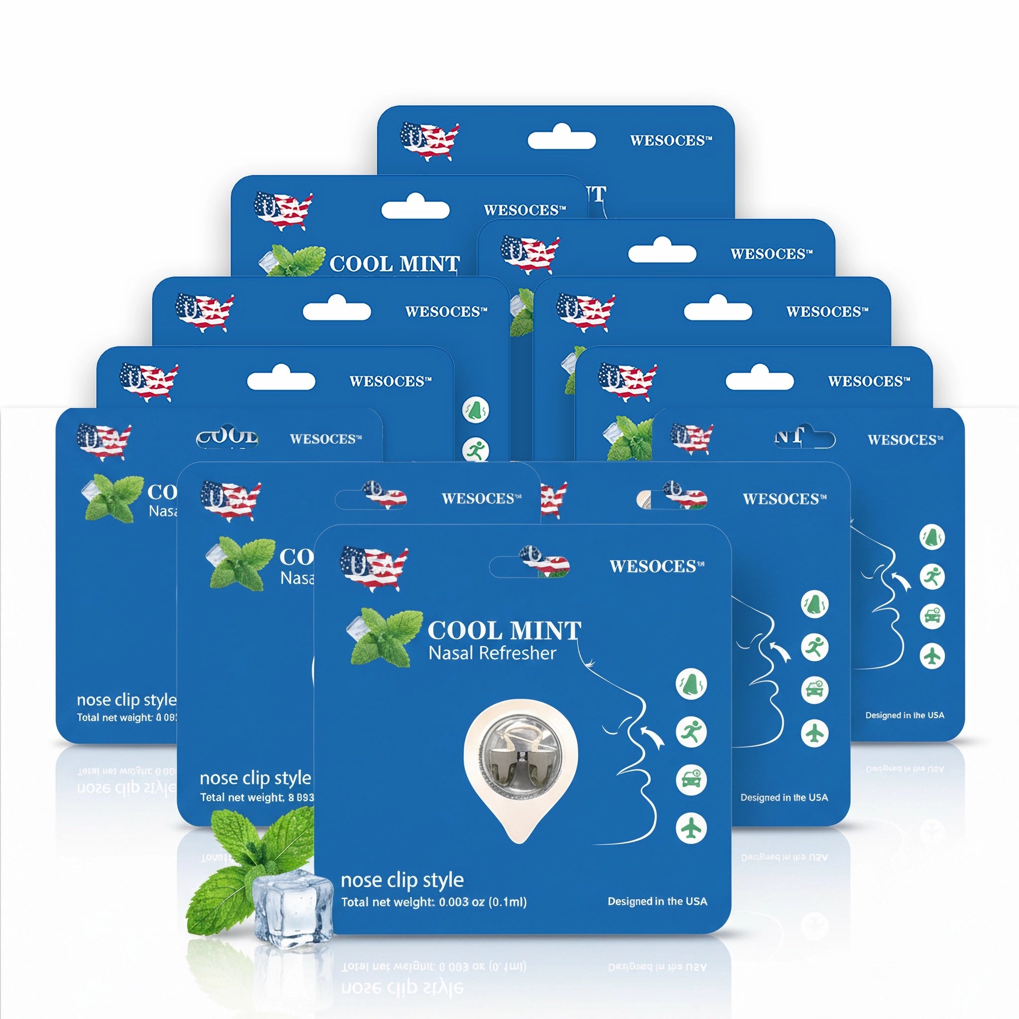 Peppermint Nose Clip Aromatherapy – Instant 3-Second Refresh for Driving, Work, Study & Sports | Relieves Stress, Supports Comfortable Breathing, Masks Unpleasant Odors